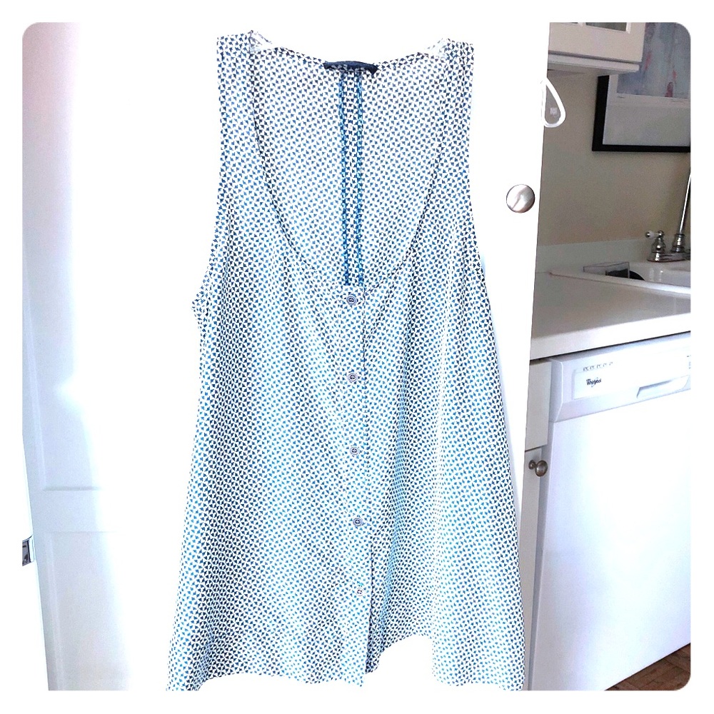 100% silk blue and white Martin + Osa tank top